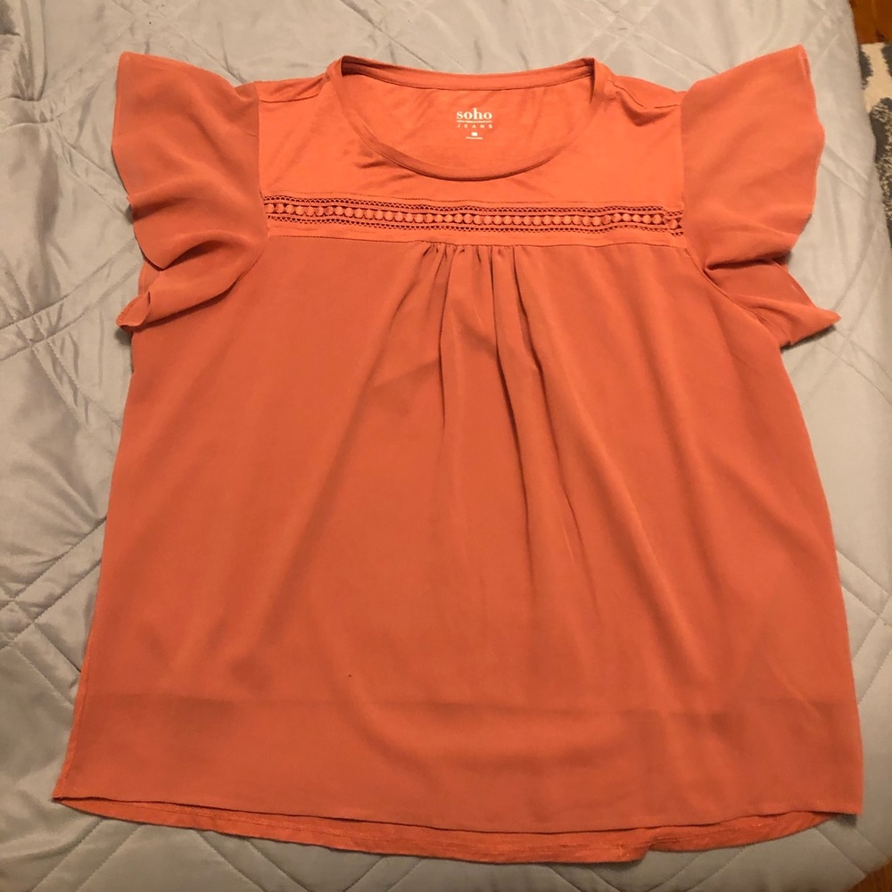 New York & Company Chiffon Flutter Sleeve Top